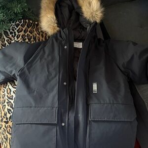 Brand new !!! Boys Black Parka with Fur Hood